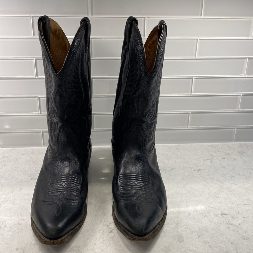 *Boulet - cowboy boots - black leather - Canadian made
